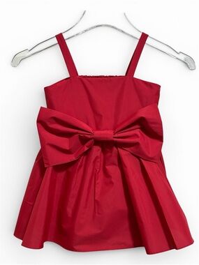 Love Shack Fancy Alejandra Dress 4-5 Toddler Red Statement Bow‎ Lined Tulle New